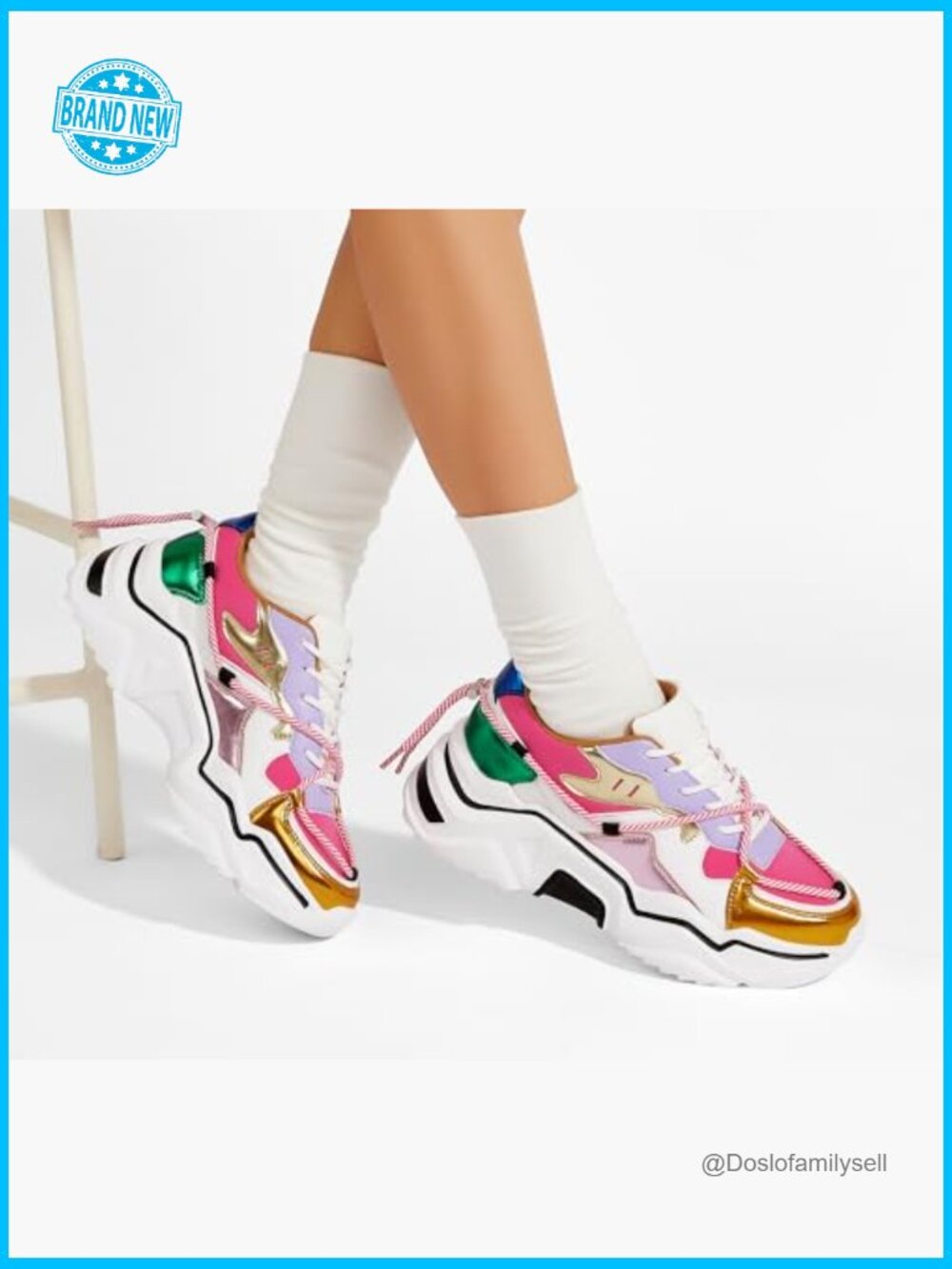 Platform Fashion Sneakers Chunky Dad Shoes Colorblock Retro Comfortable Lace-Up - Picture 2 of 7